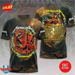 New SALE!!! Metallica M72 World Tour Date 2025 3D Shirt S-5XL Gift Fan Men Women