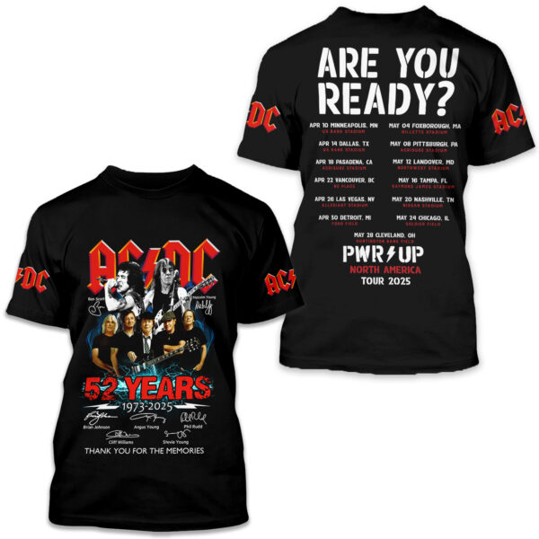 AC-DC Band Unisex Shirt, Power Up Tour 2025, Rock Music Short Sleeve Shirt