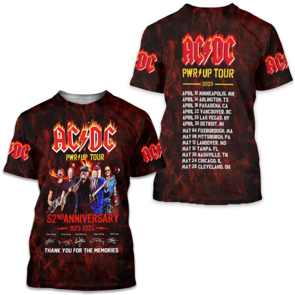 AC-DC Power Up Tour 2025 3D Shirt, Rock Band Shirt, Pwr Up Tour 2025 Shirt