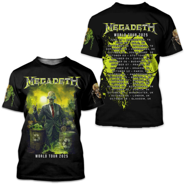 Megadeth Band 2025 Tour Dates 3D T-shirt