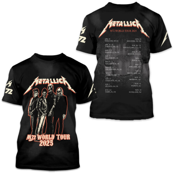 Metallica M72 World Tour 2025 3D Shirt – High-Quality Rock Music Tee