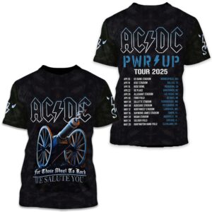 New 2025 AC-DC Pwr Up World Tour 2 Sided Shirt, Tour Rock Band Shirt Gift For Fan