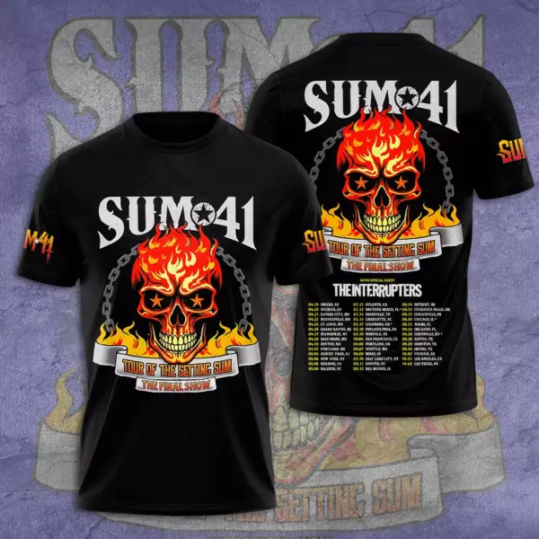 New 2025!!! Sum 41 3D Apparel Tour Of The Setting Sum The Final Tour 3D Shirt - Image 5