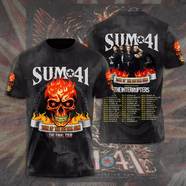New 2025!!! Sum 41 3D Apparel Tour Of The Setting Sum The Final Tour 3D Shirt - Image 9