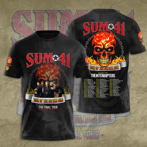 New 2025!!! Sum 41 3D Apparel Tour Of The Setting Sum The Final Tour 3D Shirt - Image 11