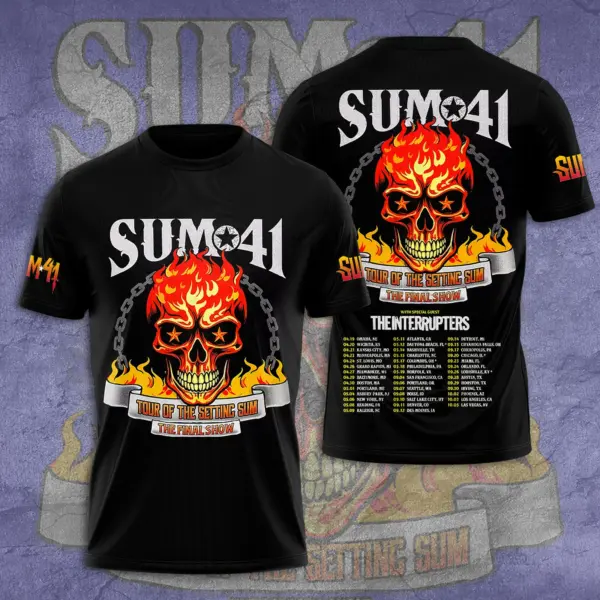 New 2025!!! Sum 41 3D Apparel Tour Of The Setting Sum The Final Tour 3D Shirt - Image 12