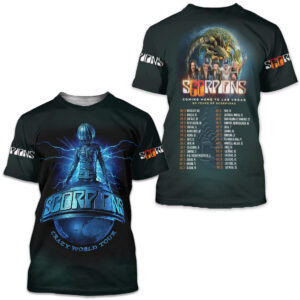 Scorpions Band 3D Tshirt Crazy World Tour 2025 Coming Home To Las Vegas Licensed