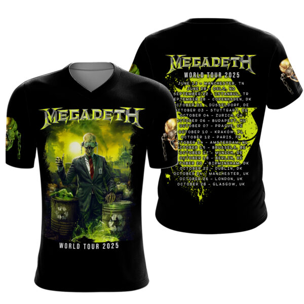 Megadeth Band 2025 Tour Dates 3D T-shirt - Image 2